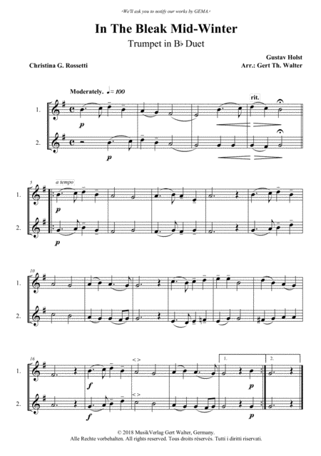 In The Bleak Mid-Winter (arr. Gert Th. Walter)