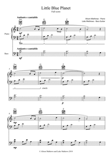 Space Voyage for Piano, Bass and Guitar