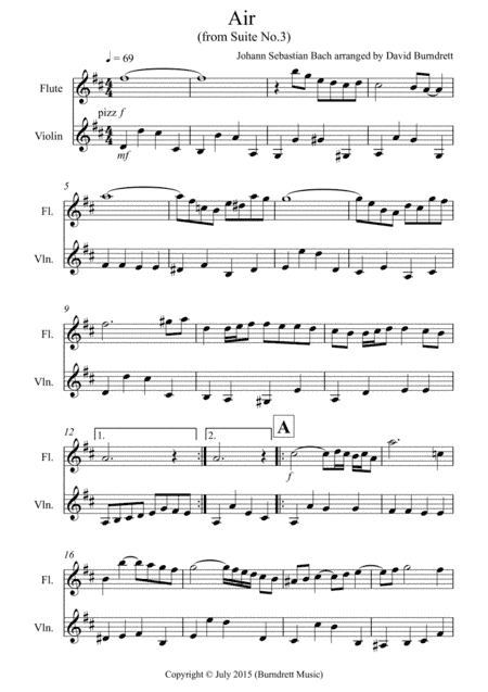 Air on a G String for Flute and Violin Duet (arr. David Burndrett)