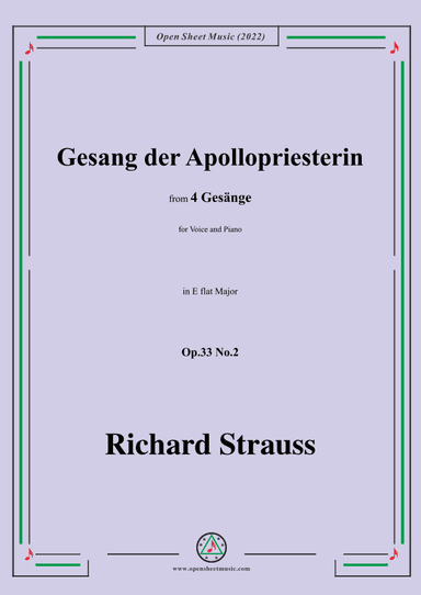 Richard Strauss-Gesang der Apollopriesterin,in E flat Major (arr. OSM Press)