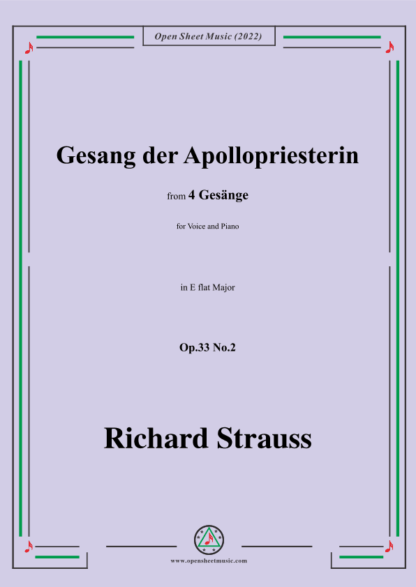 Richard Strauss-Gesang der Apollopriesterin,in E flat Major (arr. OSM Press)