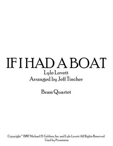 If I Had A Boat (arr. Jeff Tincher)