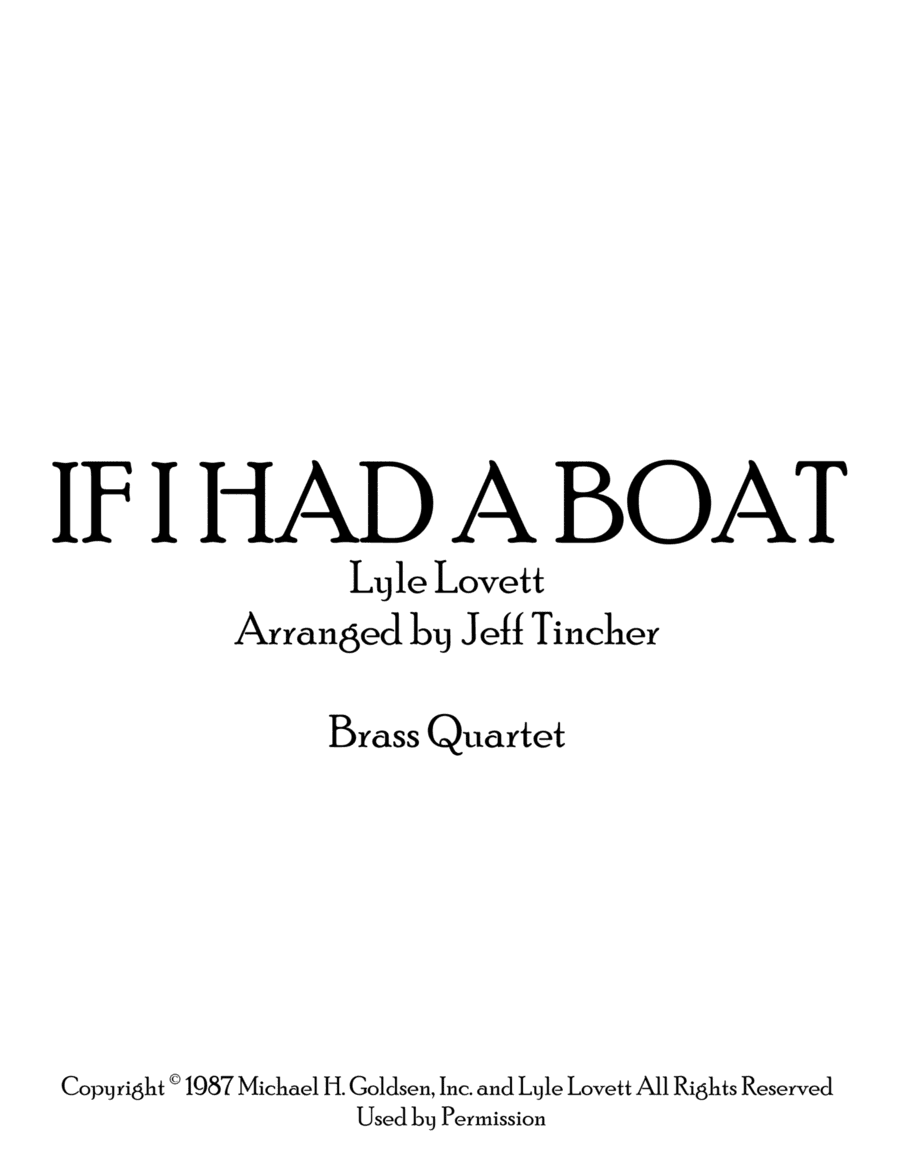 If I Had A Boat (arr. Jeff Tincher)
