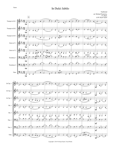 In Dulci Jubilo : Brass Octet (3,2,2,1) (arr. M. Ryan Taylor)