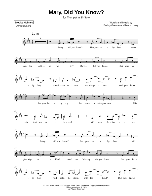 Mary, Did You Know? (arr. Brooks Holmes)