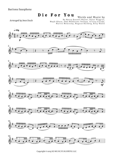 Die For You Remix (arr. Jean Szulc)