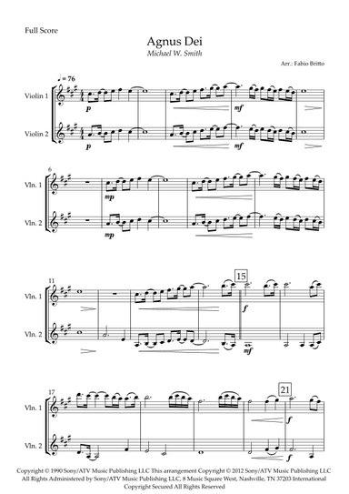 Agnus Dei (arr. Fabio Britto)