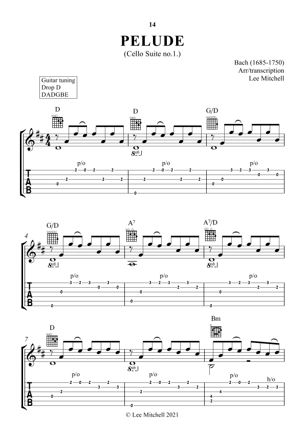 PRELUDE. CELLO SUITE NO.1. (arr. Lee Mitchell)