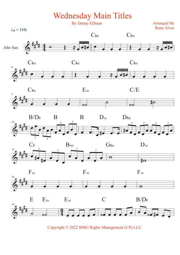 Wednesday Main Titles (arr. Rene Alves)