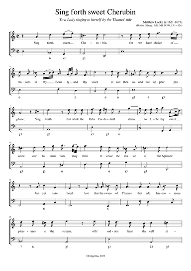 Sing forth sweet Cherubin (To a Lady singing to herself by the Thames' side) (arr. Early Music Scores)