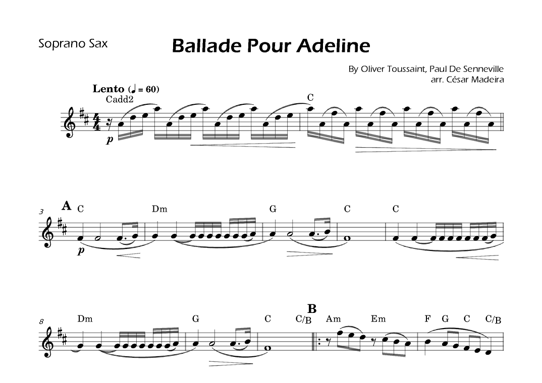 Ballade Pour Adeline (arr. César Madeira)
