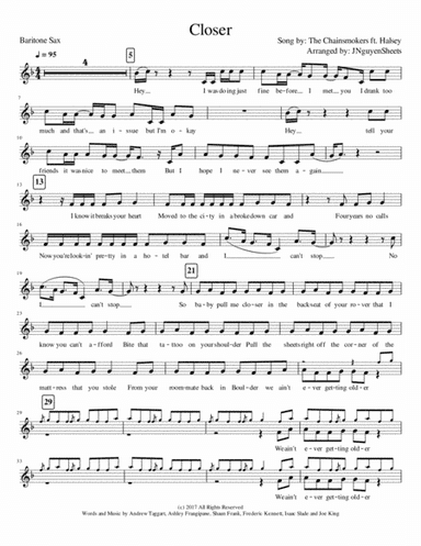 Closer (arr. JNguyenSheets)
