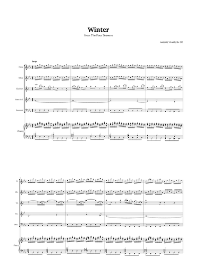 Largo from Winter by Vivaldi for Woodwind Quintet and Piano (arr. Langanho)