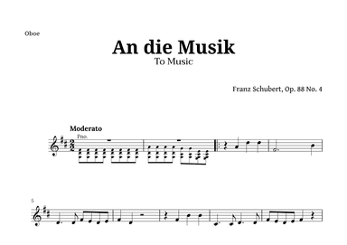 An die Musik (To Music) by for Oboe (arr. Langanho)