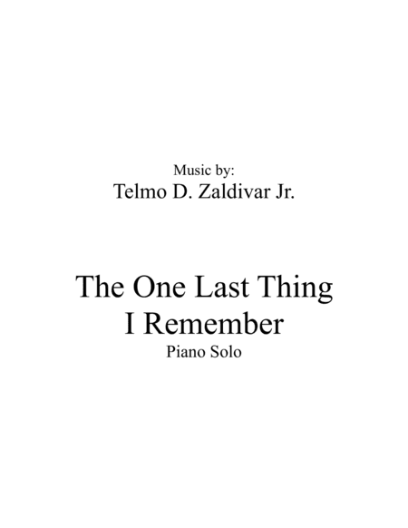 The One Last Thing I Remember