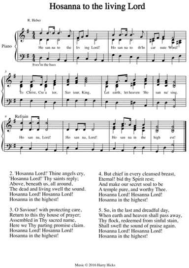 Hosanna to the living Lord. A new tune to a wonderful old hymn.