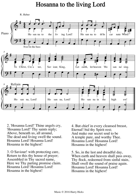 Hosanna to the living Lord. A new tune to a wonderful old hymn.