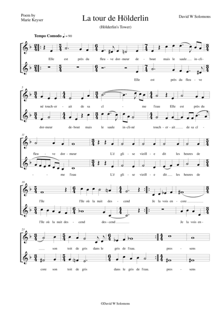 La Tour de Hölderlin (Holderlin's Tower) for two equal voices