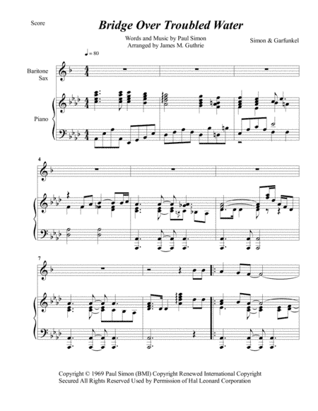Bridge Over Troubled Water (arr. James M. Guthrie, ASCAP)