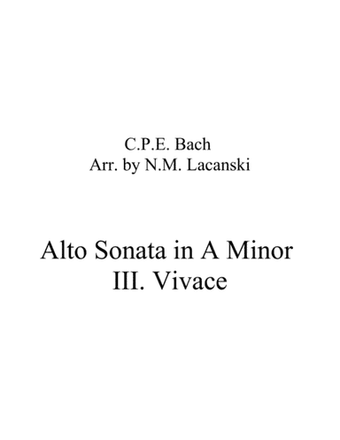 Alto Sonata in A Minor III. Vivace (arr. Nick Lacanski)
