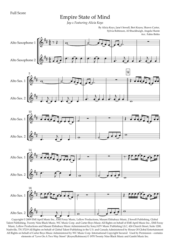 Empire State Of Mind (arr. Fabio Britto)