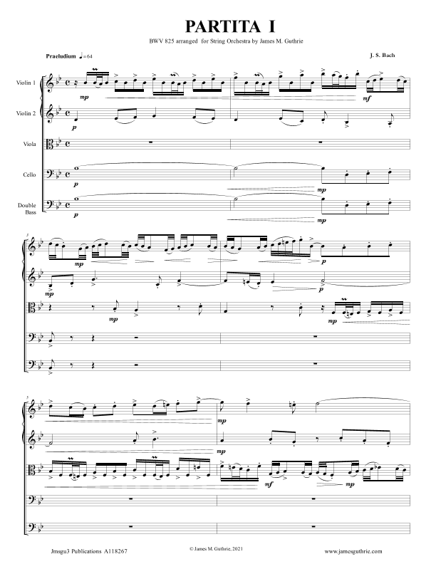 BACH: Six Partitas Complete BWV 825-830 for String Orchestra (arr. James M. Guthrie)