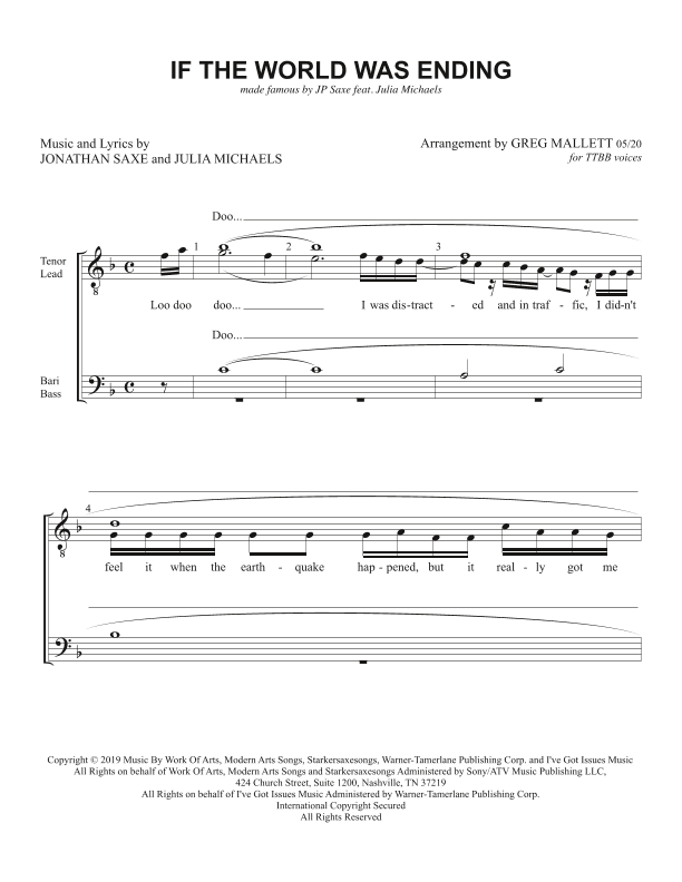 If The World Was Ending (arr. Greg Mallett)