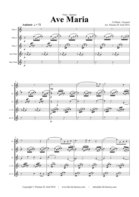 Ave Maria - Bach/Gounot - Flute Quintet (arr. Thomas H. Graf)