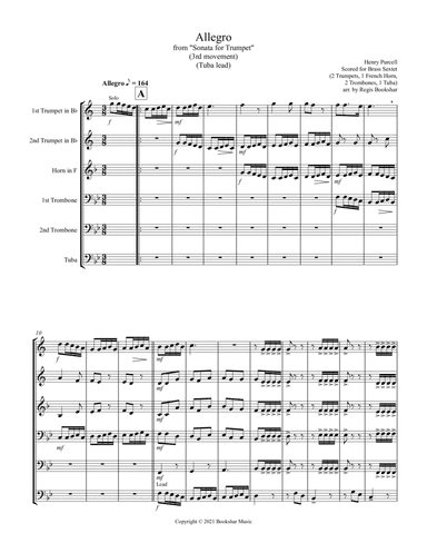 Allegro (from "Sonata for Trumpet") (Bb) (Brass Sextet - 2 Trp, 1 Hrn, 2 Trb, 1 Tuba) (Tuba lead) (arr. Regis Bookshar)