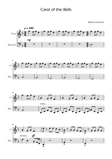 Carol of the Bells - Flute and Bassoon (arr. Ygor Nunes)