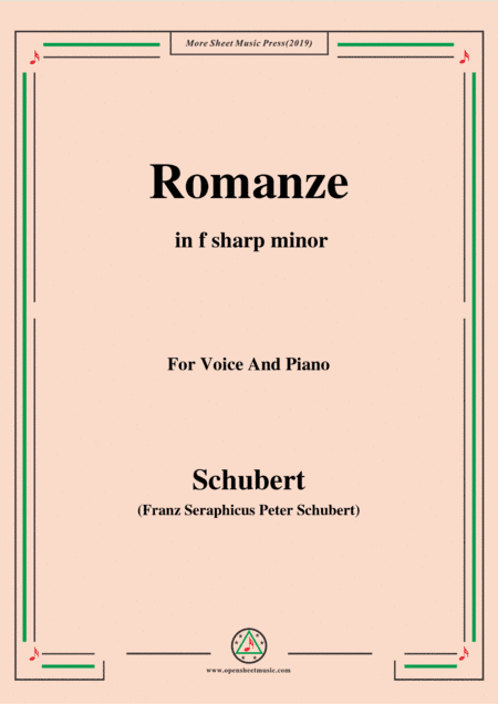 Schubert-Romanze,from 'the play Rosamunde',in f sharp minor,Op.26,for Voice and Piano (arr. MSM)