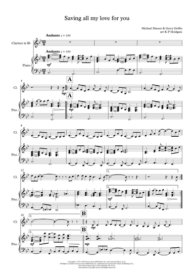 Saving All My Love For You (arr. Kevin P Holdgate)