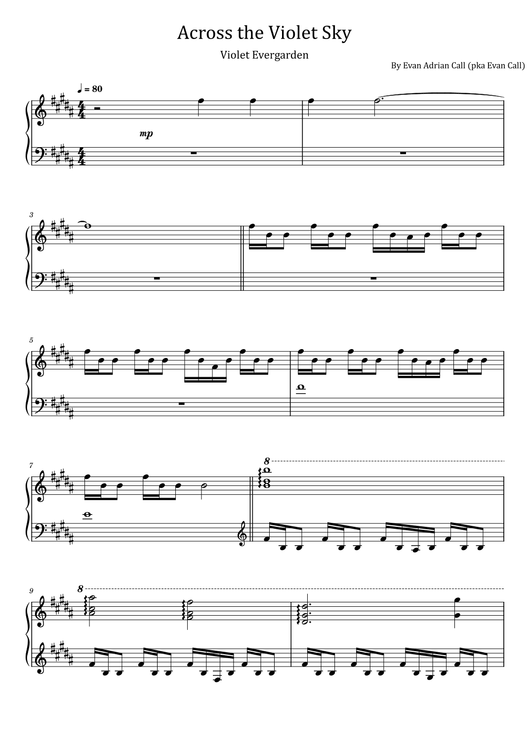 Across The Violet Sky (arr. poon)