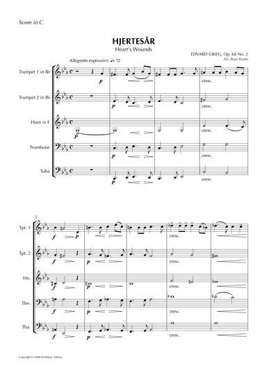 E. Grieg: Hjertesår / Heart's Wounds (arr. Roar Kvam)