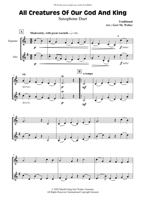 All Creatures Of Our God And King (arr. Gert Th. Walter)