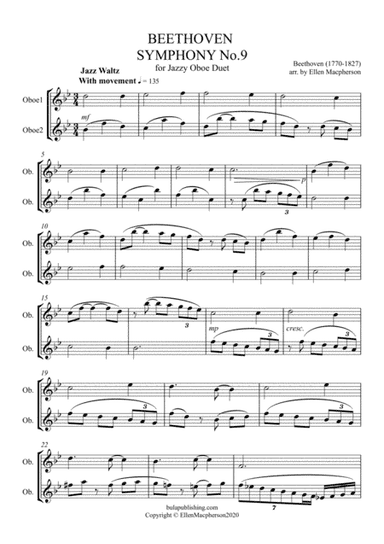 Jazzy Beethoven Symphony 9 for Oboe Duet (arr. Ellen Macpherson)