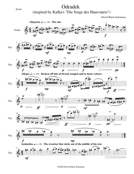 Odradek for violin solo