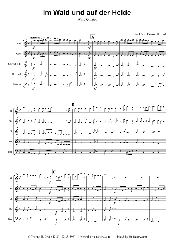 Im Wald und auf der Heide - German March/Octoberfest - Woodwind Quintet (arr. Thomas Graf)