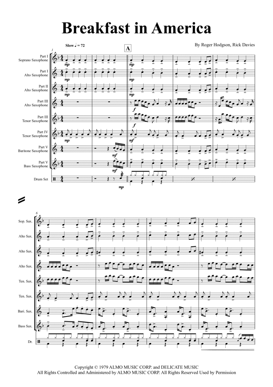 Breakfast In America (arr. Thomas Graf - the-hit-factory.com)