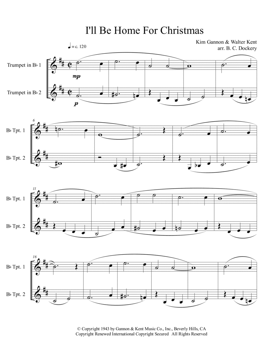 I'll Be Home For Christmas (arr. B. C. Dockery)