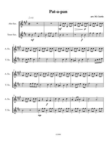 Pat-a-pan for Alto Sax and Tenor Sax Duo (arr. Mike Curtis)