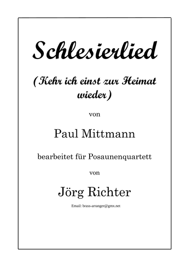 Song of the Silesians for Trombone Quartet (arr. Jörg Richter)