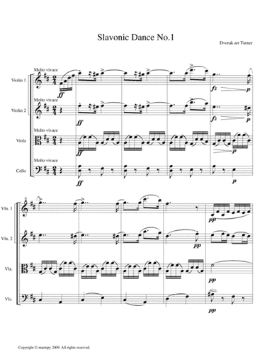 Slavonic Dance no.1 by Dvorak (arranged for String Quartet) (arr. Marmpy)