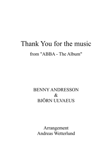 Thank You For The Music (arr. Andreas Wetterlund)