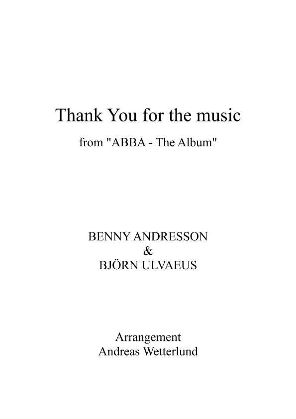 Thank You For The Music (arr. Andreas Wetterlund)