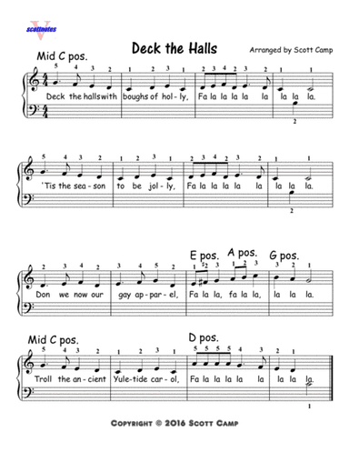 Deck the Halls (First Year Piano Students) (arr. Scott Camp)