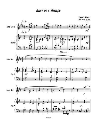 Away in a Manger (Alto Saxophone solo) with optional piano accompaniment (arr. Dave Slack)