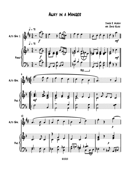 Away in a Manger (Alto Saxophone solo) with optional piano accompaniment (arr. Dave Slack)