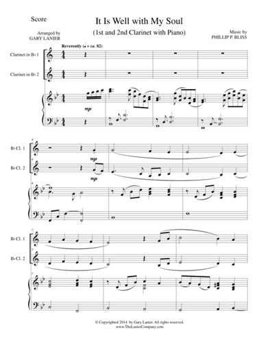 IT IS WELL WITH MY SOUL (Trio - Bb Clarinet 1 & 2 with Piano - Instrumental Parts Included) (arr. Gary Lanier)