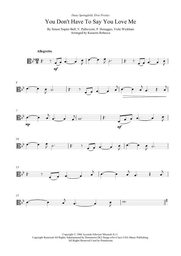 You Don't Have To Say You Love Me (arr. Kaiserin Rebecca)